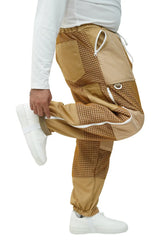 Close-up of the adjustable ankle cuff on the khaki 3 layer ventilated mesh beekeeping trousers