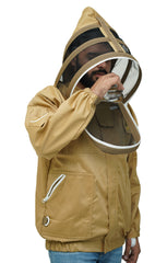 Khaki Poly-Cotton Beekeeping Jacket With Dual Veils, Gloves