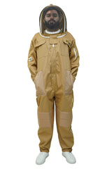 Khaki Poly-Cotton Beekeeping Suit With Dual Veils, Gloves & Ankle Protector