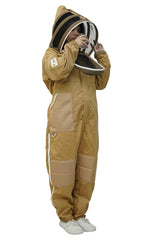 Khaki Poly-Cotton Beekeeping Suit With Dual Veils, Gloves & Ankle Protector