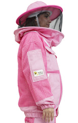 Pink 3-Layer Super Cool Mesh Beekeeping Jacket With Dual Veils, Gloves