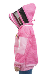 Pink 3-Layer Super Cool Mesh Beekeeping Jacket With Dual Veils, Gloves