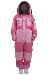 Pink 3-Layer Super Cool Mesh Beekeeping Suit With Dual Veils, Gloves & Ankle Protector