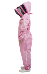 Pink Poly-Cotton Beekeeping Suit With Dual Veils, Gloves & Ankle Protector