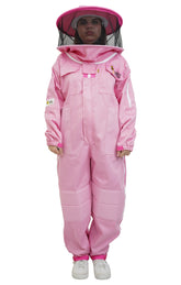 Pink Poly-Cotton Beekeeping Suit With Dual Veils, Gloves & Ankle Protector