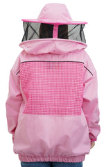 Pink Poly-Cotton Semi-Ventilated Beekeeping Jacket With Dual Veils, Gloves