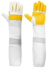 Ventilated beekeeping gloves with soft leather palms and long vented cuffs, supplied with the pink poly cotton semi ventilated beekeeping jacket