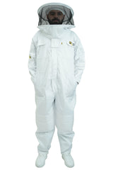 Poly cotton beekeeping suit front view with the round hat veil