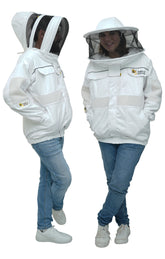 Poly-Cotton Semi-Ventilated Beekeeping Jacket With Dual Veils, Gloves