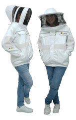 Poly-Cotton Semi-Ventilated Beekeeping Jacket With Dual Veils, Gloves