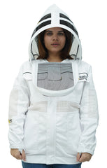 Poly-Cotton Semi-Ventilated Beekeeping Jacket With Dual Veils, Gloves