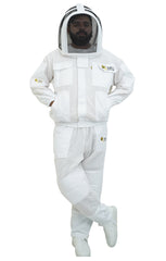 3-Layer Super Cool Mesh Beekeeping Jacket & Trousers Set With Dual Veils, Gloves & Ankle Protector