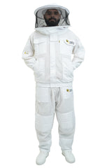 3-Layer Super Cool Mesh Beekeeping Jacket & Trousers Set With Dual Veils, Gloves & Ankle Protector