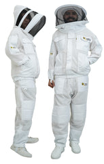 3-Layer Super Cool Mesh Beekeeping Jacket & Trousers Set With Dual Veils, Gloves & Ankle Protector