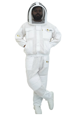 3 layer ventilated mesh beekeeping jacket and trouser set front view