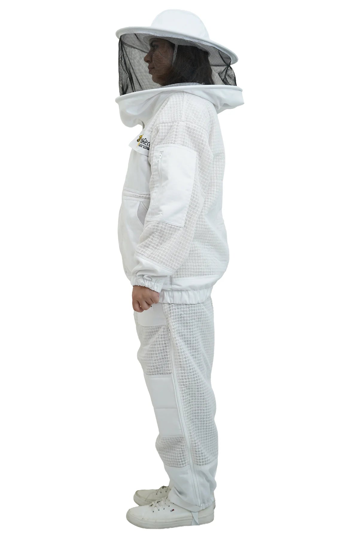 3 layer ventilated mesh beekeeping jacket and trouser set side view