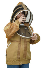 Khaki 3-Layer Super Cool Mesh Beekeeping Jacket With Dual Veils, Gloves