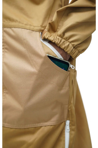 Close-up of the jacket side pocket on the khaki poly cotton beekeeping suit