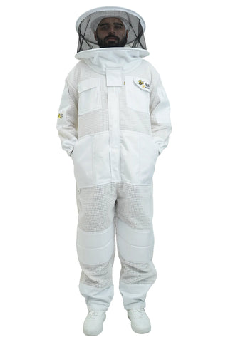 Mellifera 3-layer mesh beekeeping suit with fencing veil – full body front view for sale in USA