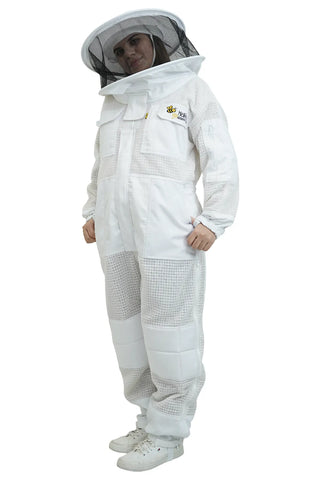 Mellifera 3-layer mesh beekeeping suit with round hat veil – side profile view for US beekeepers