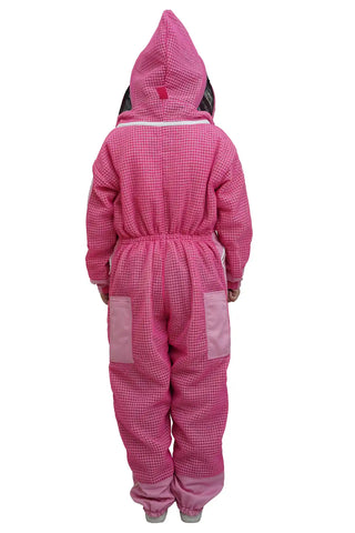 Pink 3 layer ventilated mesh beekeeping suit back view