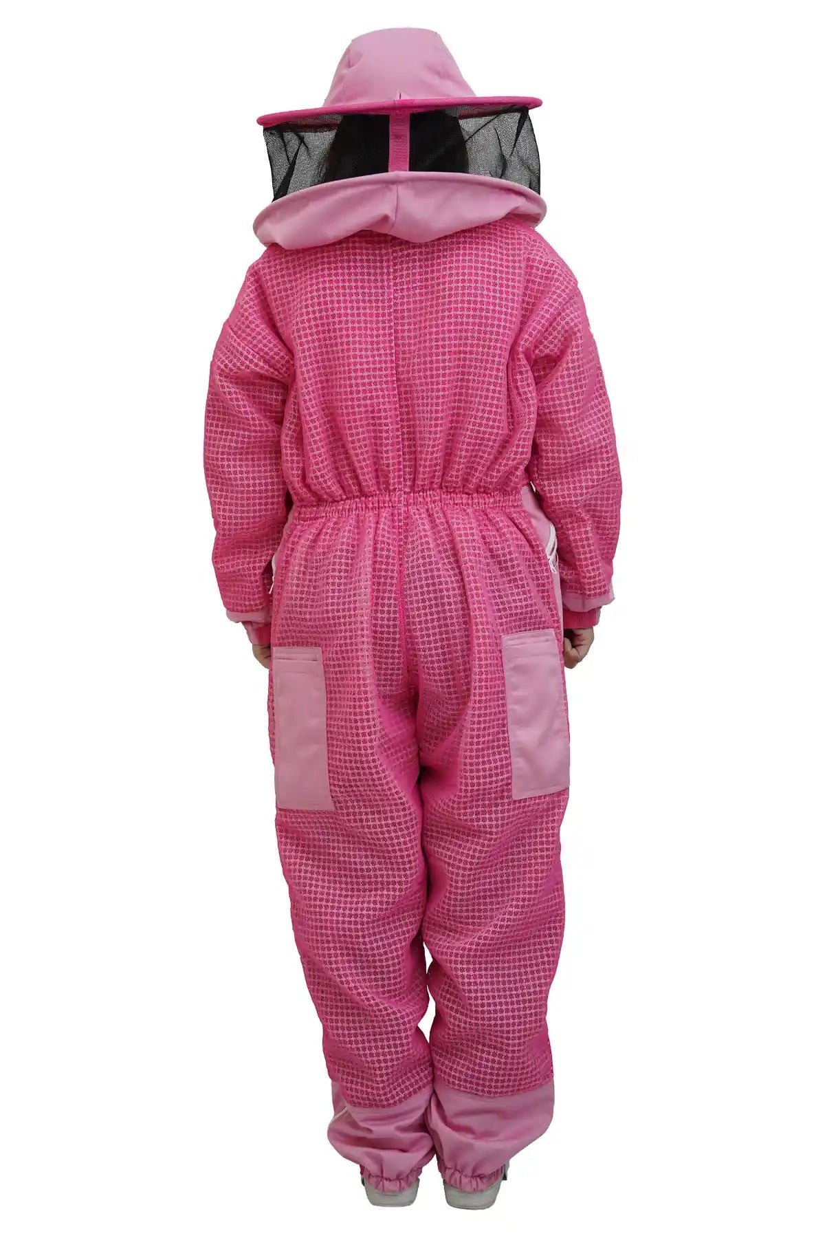 Pink 3 layer ventilated mesh beekeeping suit full length Back view