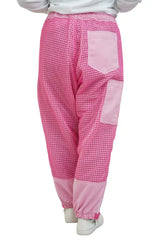 Pink 3 layer ventilated mesh beekeeping trousers back view