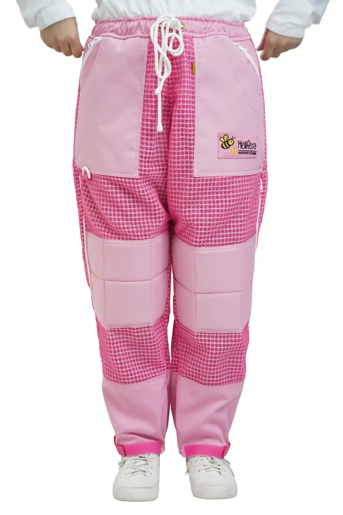 Pink 3 layer ventilated mesh beekeeping trousers front view