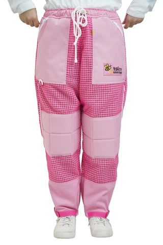 Pink 3 layer ventilated mesh beekeeping trousers front view