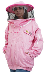 Pink Poly-Cotton Beekeeping Jacket With Dual Veils, Gloves