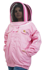 Pink Poly-Cotton Beekeeping Jacket With Dual Veils, Gloves