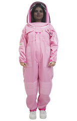 Pink Poly-Cotton Beekeeping Suit With Dual Veils, Gloves & Ankle Protector