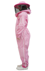 Pink Poly-Cotton Beekeeping Suit With Dual Veils, Gloves & Ankle Protector