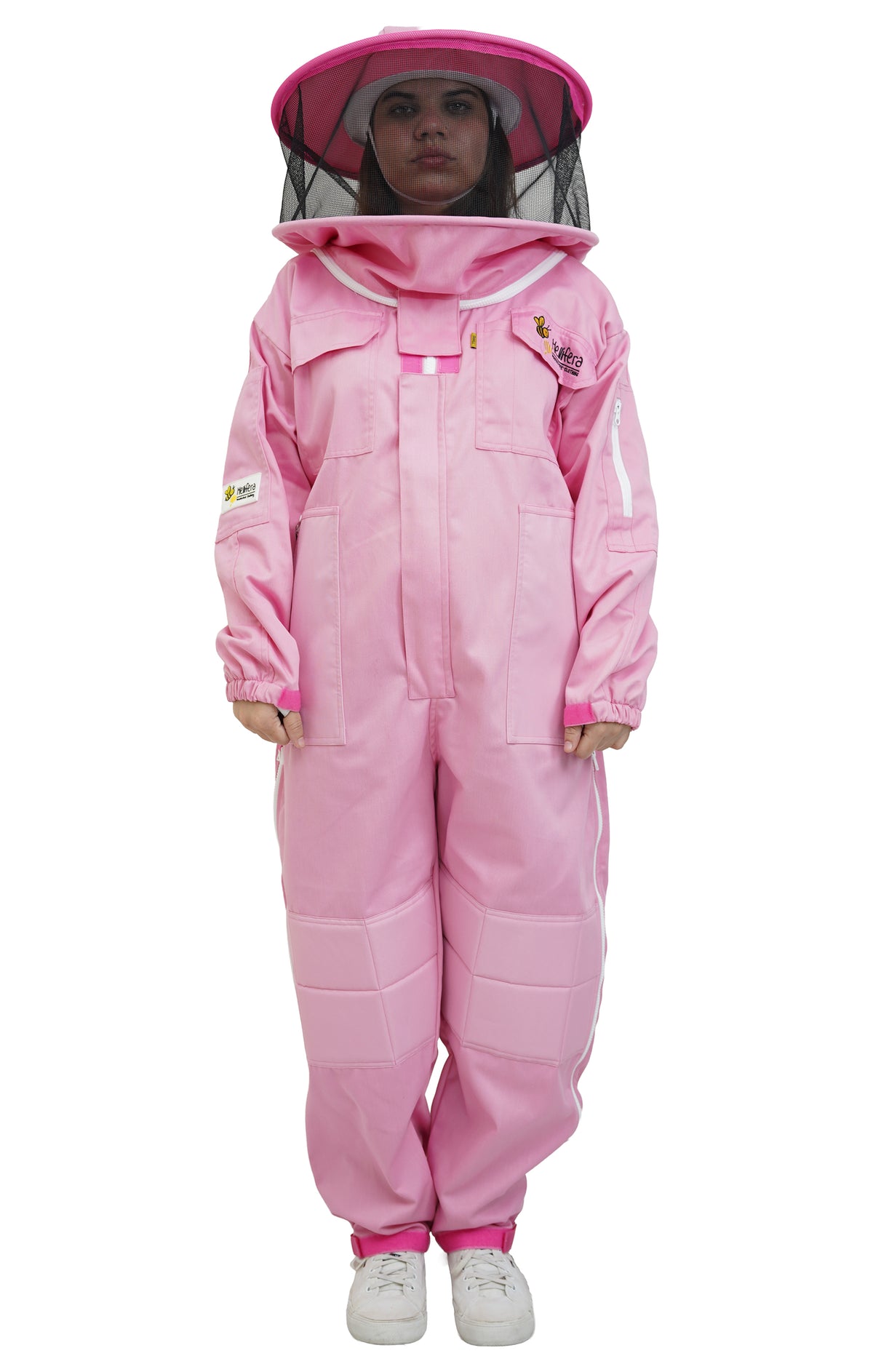 Pink Poly-Cotton Beekeeping Suit With Dual Veils, Gloves & Ankle Protector
