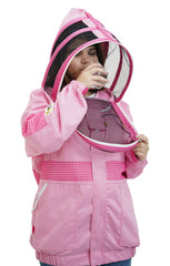 Pink Poly-Cotton Semi-Ventilated Beekeeping Jacket With Dual Veils, Gloves