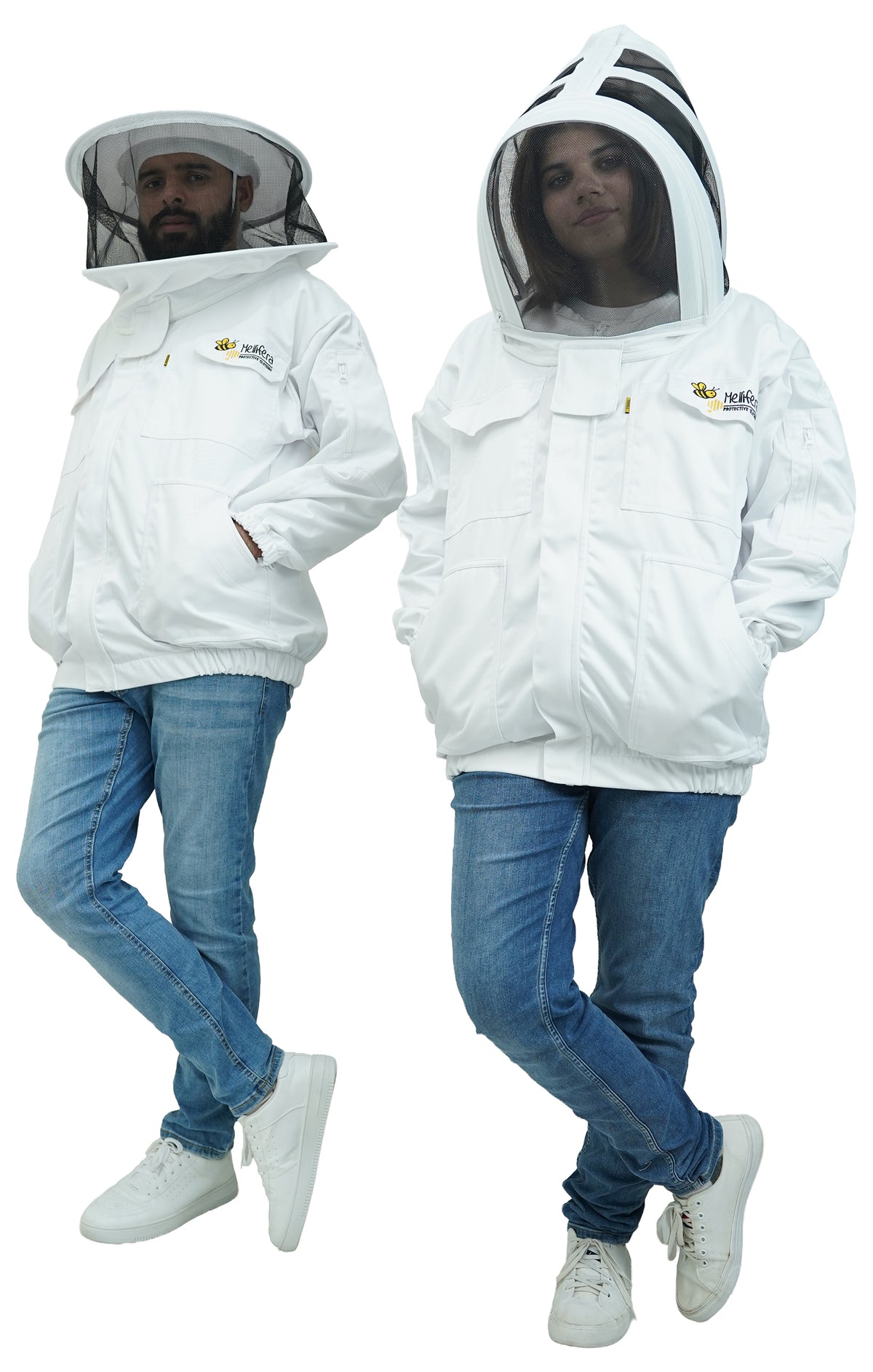 Poly-Cotton Beekeeping Jacket With Dual Veils, Gloves