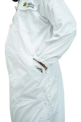 Close-up of the side pocket on the poly cotton beekeeping suit