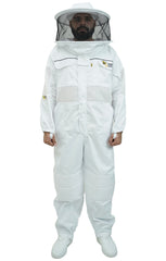 Poly-Cotton Semi-Ventilated Beekeeping Suit With Dual Veils, Gloves & Ankle Protector