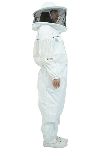 Poly cotton semi ventilated beekeeping suit side view